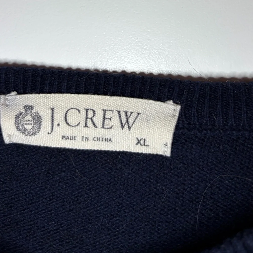 J. Crew‎ Red and Navy Striped V-Neck Sweater